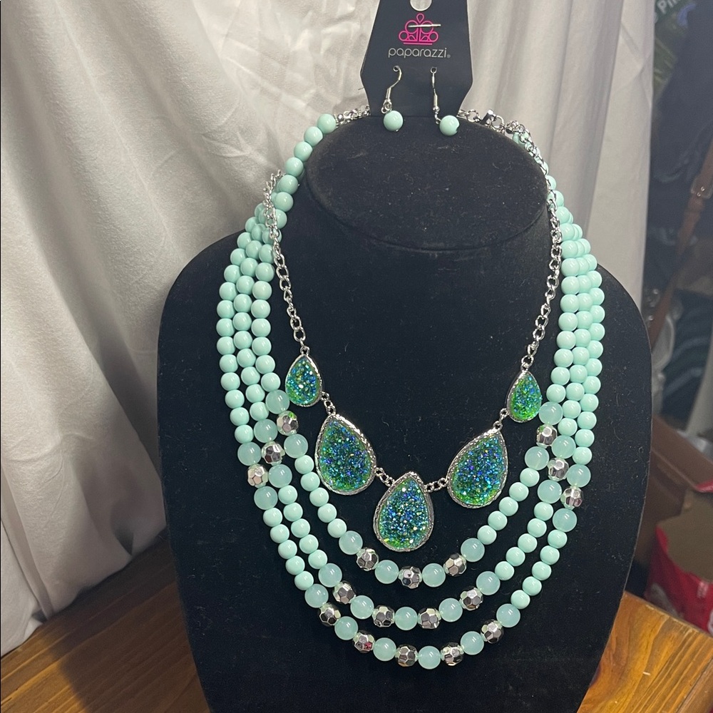 Paparazzi Turquoise/Silver Necklace Set and Geode Necklace Set